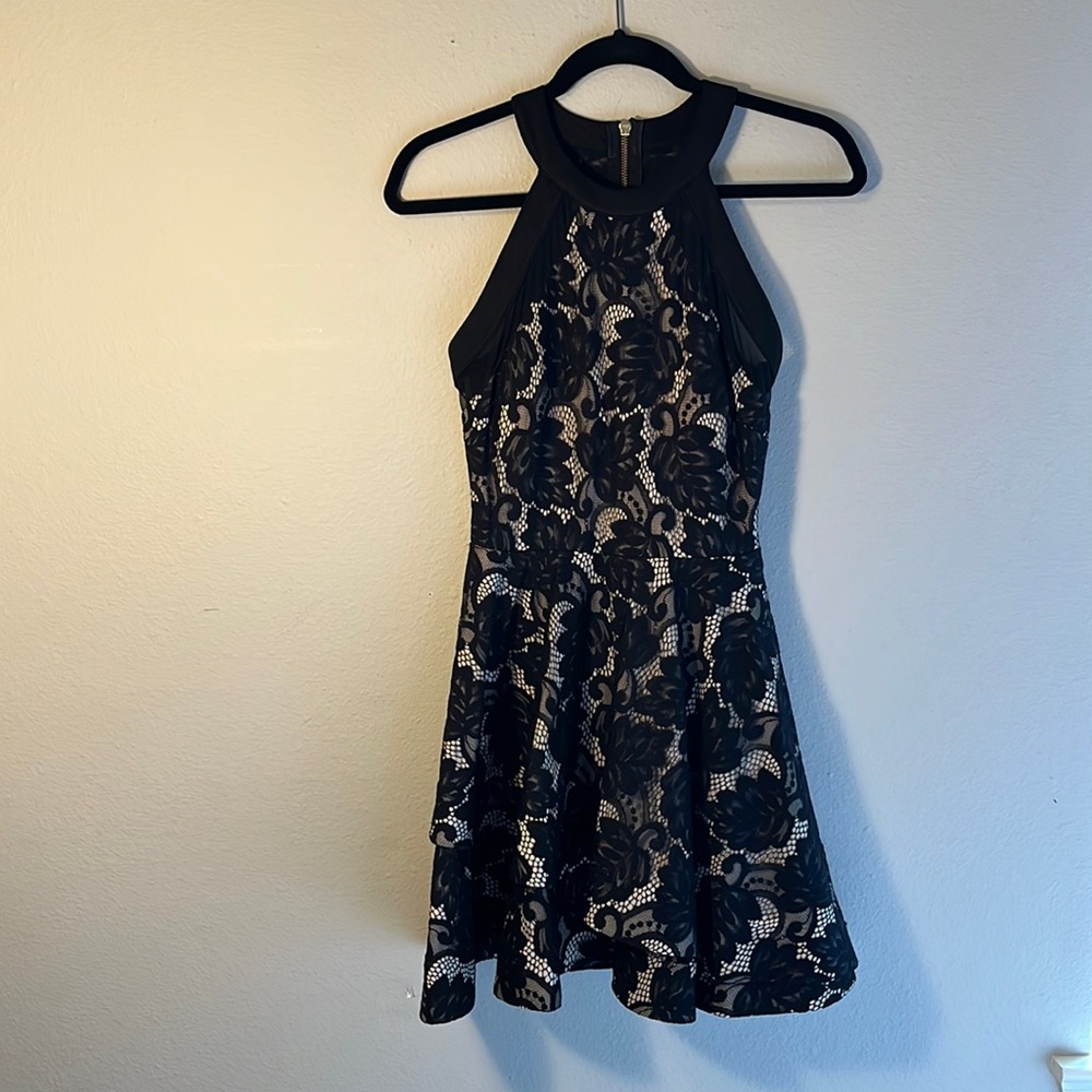 Black Lace Dress with 2 layered skirt that flows beautifully.